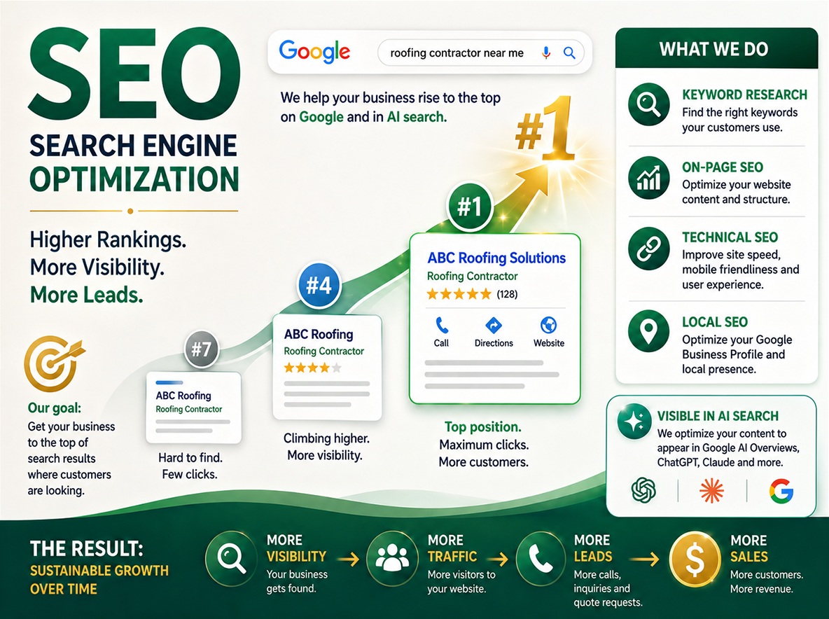 SEO: Search Engine Optimization helps your business rank higher on Google and appear in AI search results